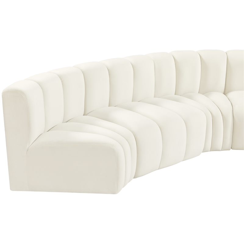 Meridian Furniture Arc Cream Velvet Modular Sectional