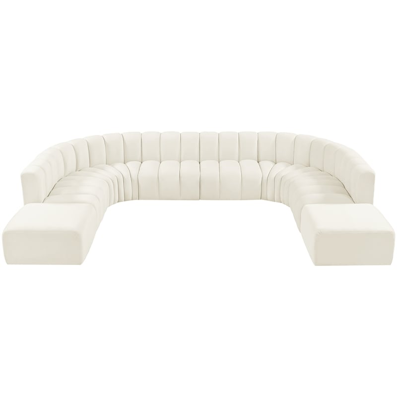 Meridian Furniture Arc Cream Velvet Modular Sectional
