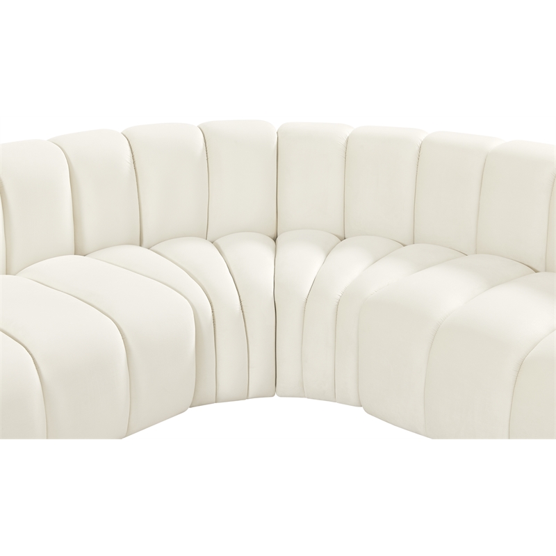 Meridian Furniture Arc Cream Velvet Modular Sectional
