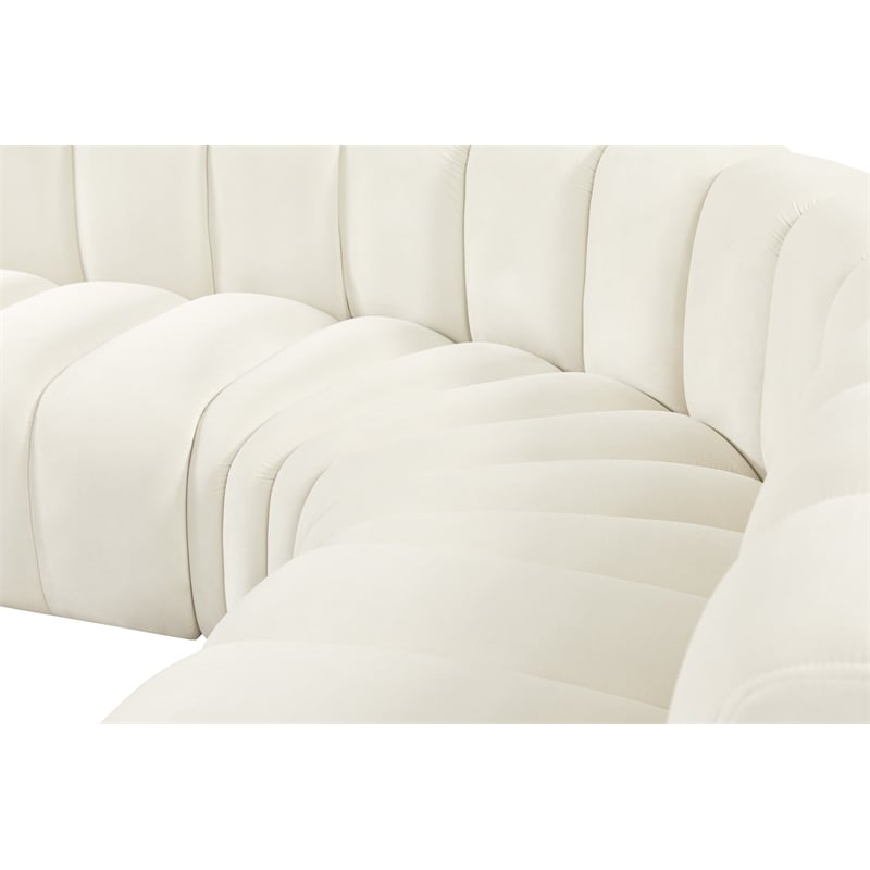 Meridian Furniture Arc Cream Velvet Modular Sectional