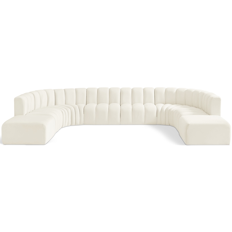 Meridian Furniture Arc Cream Velvet Modular Sectional