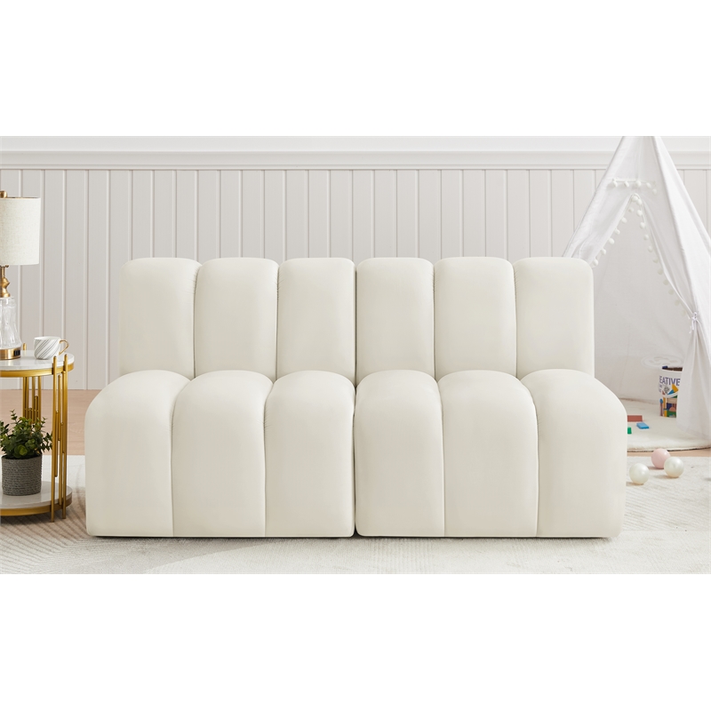 Meridian Furniture Arc Cream Velvet Modular Sectional