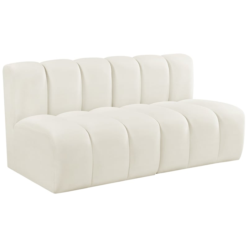 Meridian Furniture Arc Cream Velvet Modular Sectional