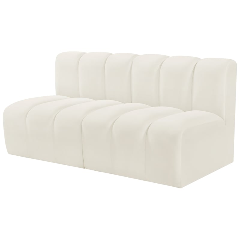 Meridian Furniture Arc Cream Velvet Modular Sectional