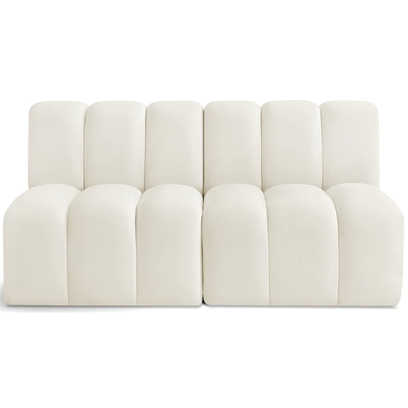 Meridian Furniture Arc Cream Velvet Modular Sectional