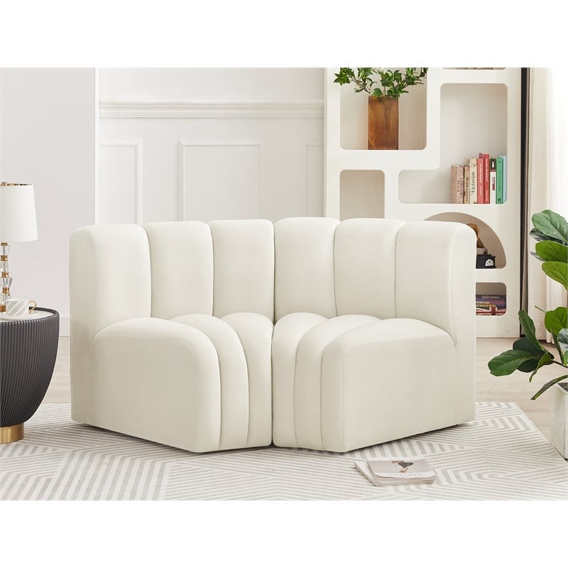 Meridian Furniture Arc Cream Velvet Modular Sectional