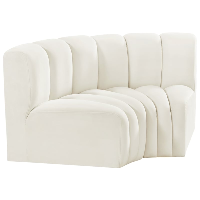 Meridian Furniture Arc Cream Velvet Modular Sectional