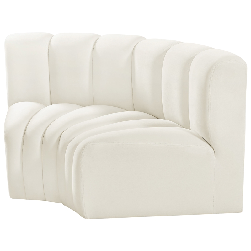 Meridian Furniture Arc Cream Velvet Modular Sectional