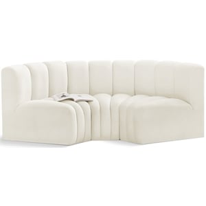 Meridian Furniture Arc Cream Velvet Modular Sectional