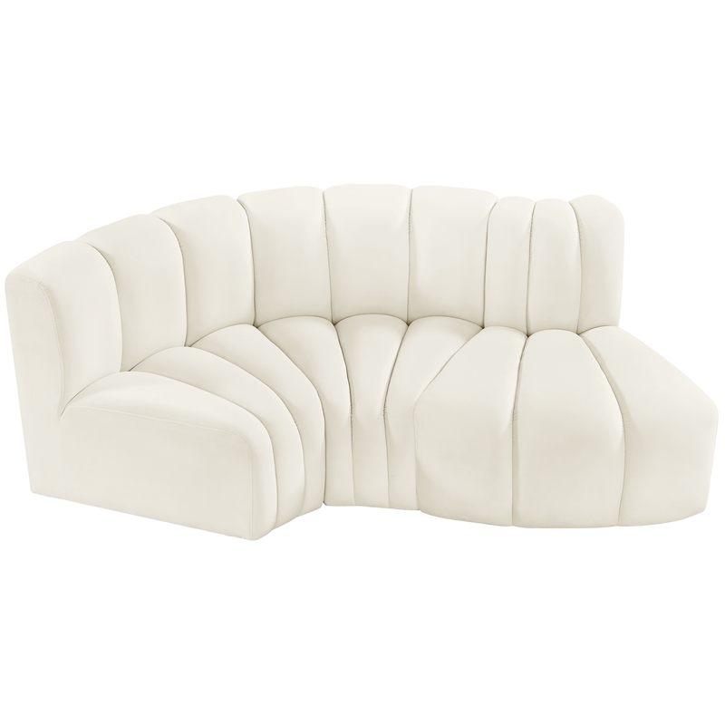 Meridian Furniture Arc Cream Velvet Modular Sectional