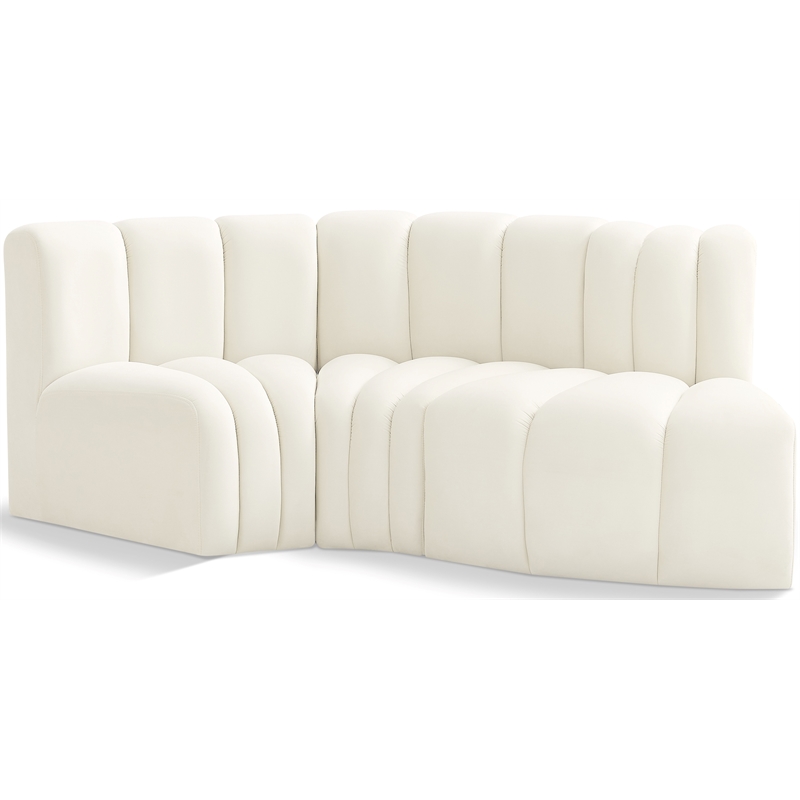 Meridian Furniture Arc Cream Velvet Modular Sectional