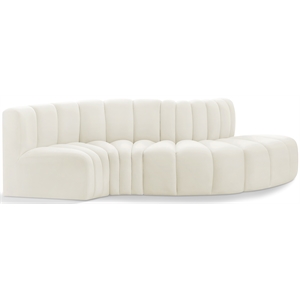 Meridian Furniture Arc Cream Velvet Modular Sectional