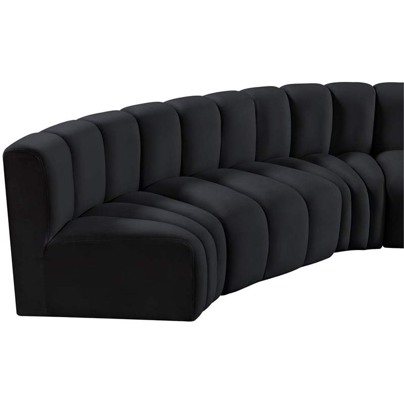 Meridian Furniture Arc Black Velvet Modular Sectional