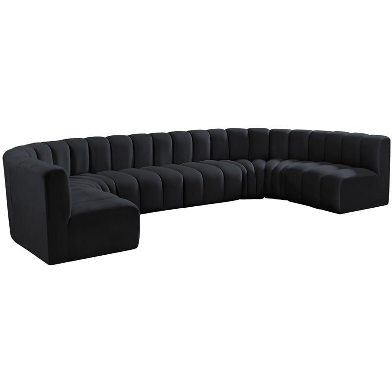 Meridian Furniture Arc Black Velvet Modular Sectional