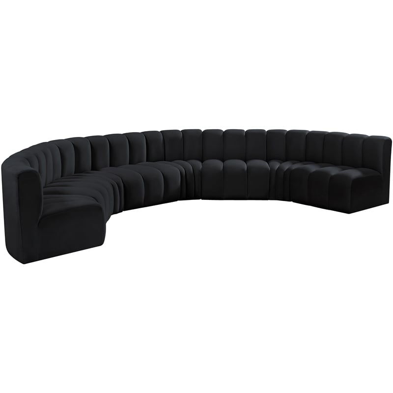 Meridian Furniture Arc Black Velvet Modular Sectional