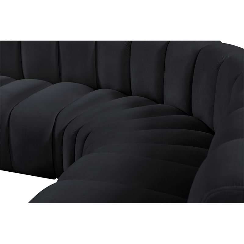 Meridian Furniture Arc Black Velvet Modular Sectional