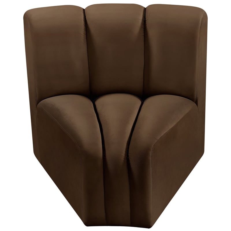 Meridian Furniture Arc Brown Velvet Curved Corner