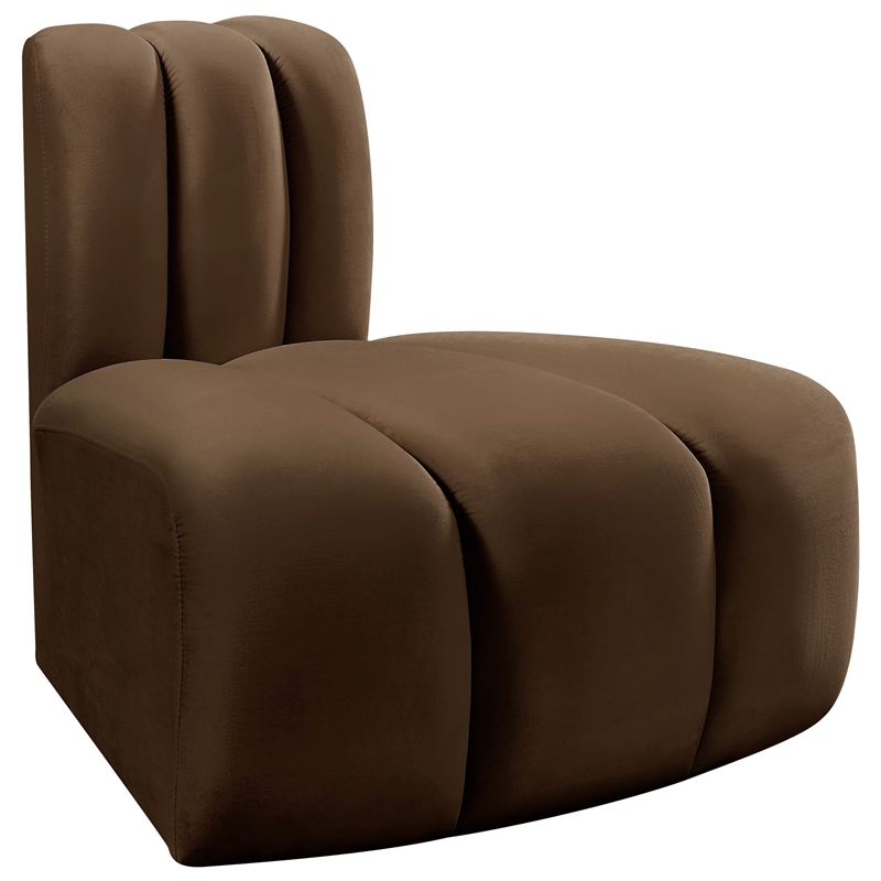 Meridian Furniture Arc Brown Velvet Reverse Corner