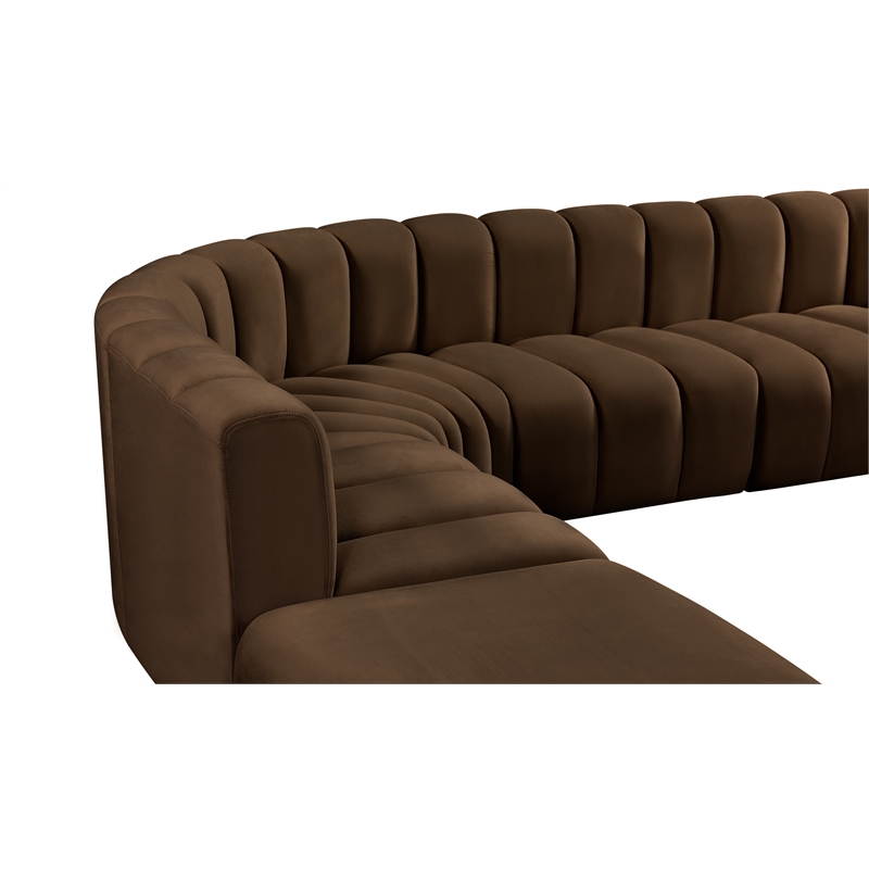 Meridian Furniture Arc Brown Velvet Modular Sectional
