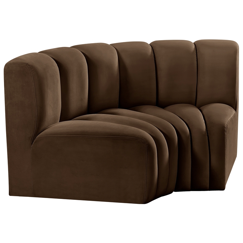 Meridian Furniture Arc Brown Velvet Modular Sectional