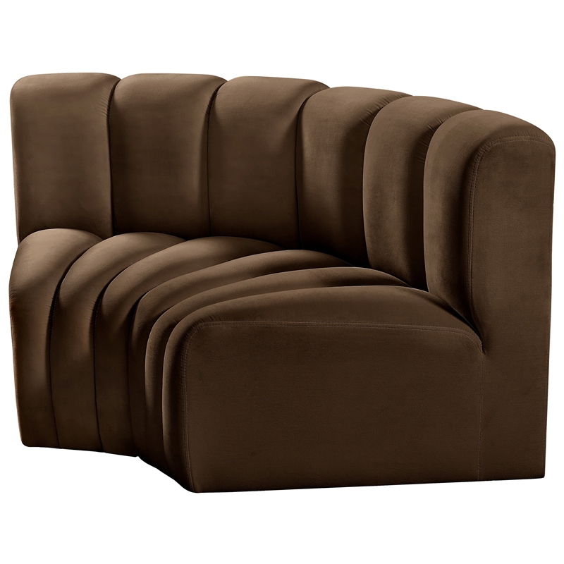 Meridian Furniture Arc Brown Velvet Modular Sectional