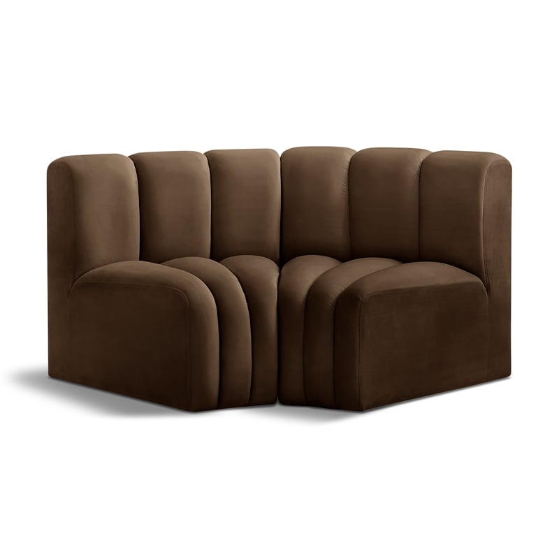 Meridian Furniture Arc Brown Velvet Modular Sectional