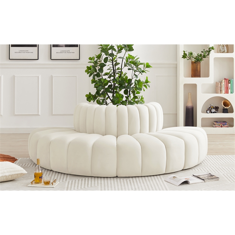 Meridian Furniture Arc Cream Velvet Modular Sectional