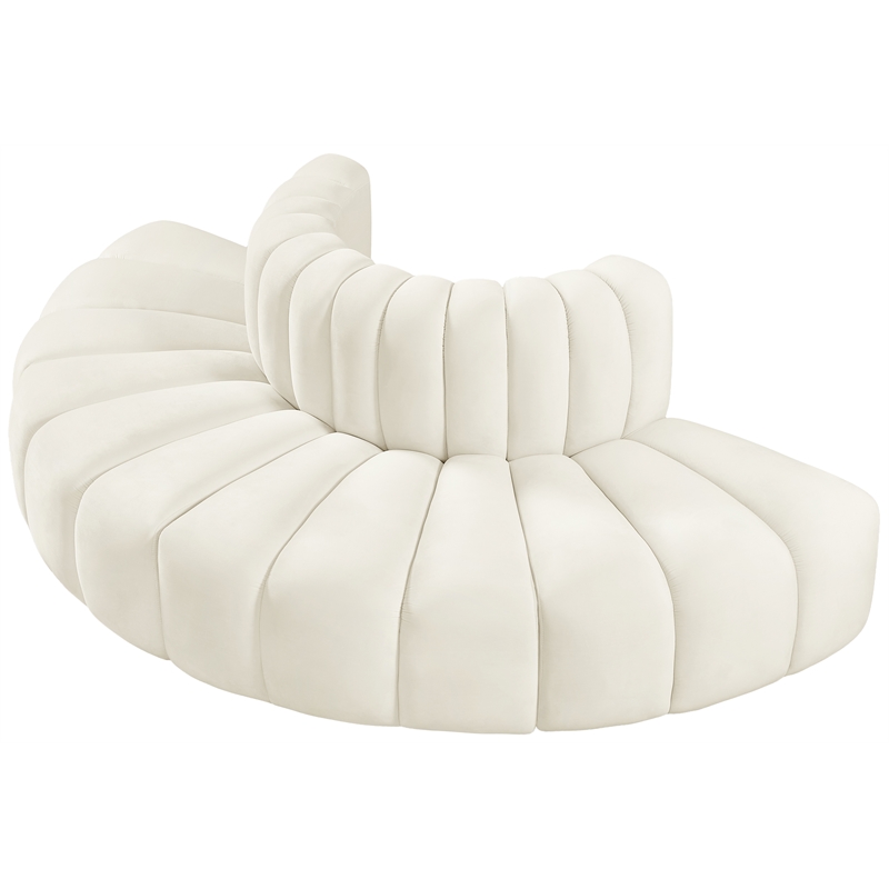 Meridian Furniture Arc Cream Velvet Modular Sectional