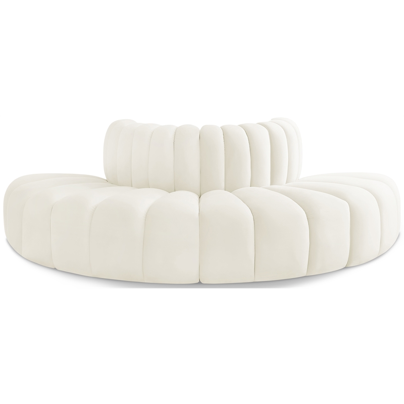 Meridian Furniture Arc Cream Velvet Modular Sectional