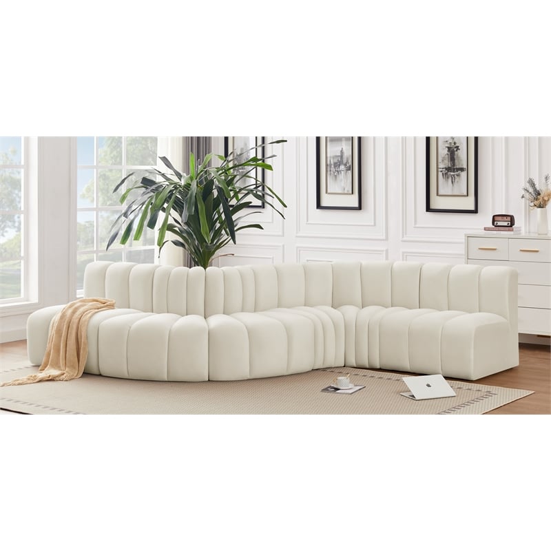 Meridian Furniture Arc Cream Velvet Modular Sectional