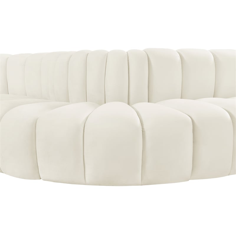 Meridian Furniture Arc Cream Velvet Modular Sectional