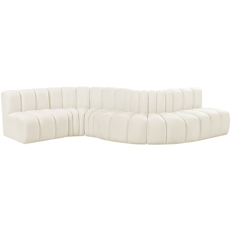 Meridian Furniture Arc Cream Velvet Modular Sectional