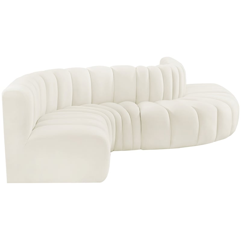 Meridian Furniture Arc Cream Velvet Modular Sectional