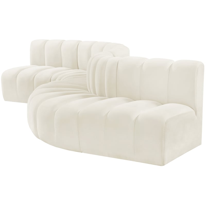 Meridian Furniture Arc Cream Velvet Modular Sectional