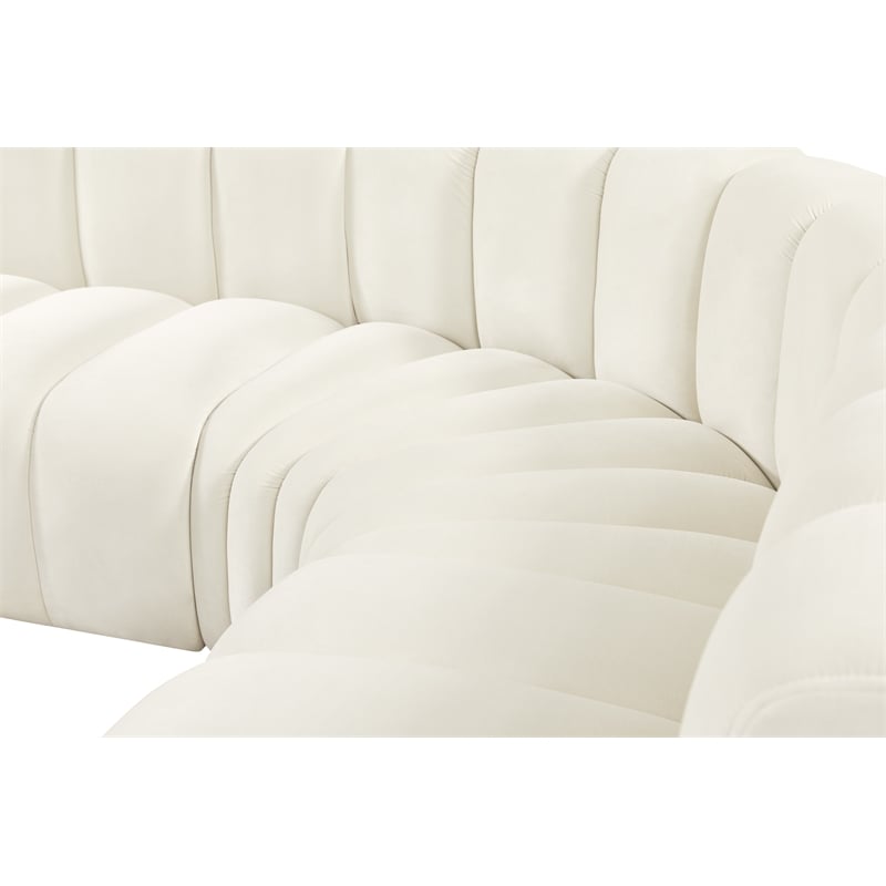 Meridian Furniture Arc Cream Velvet Modular Sectional
