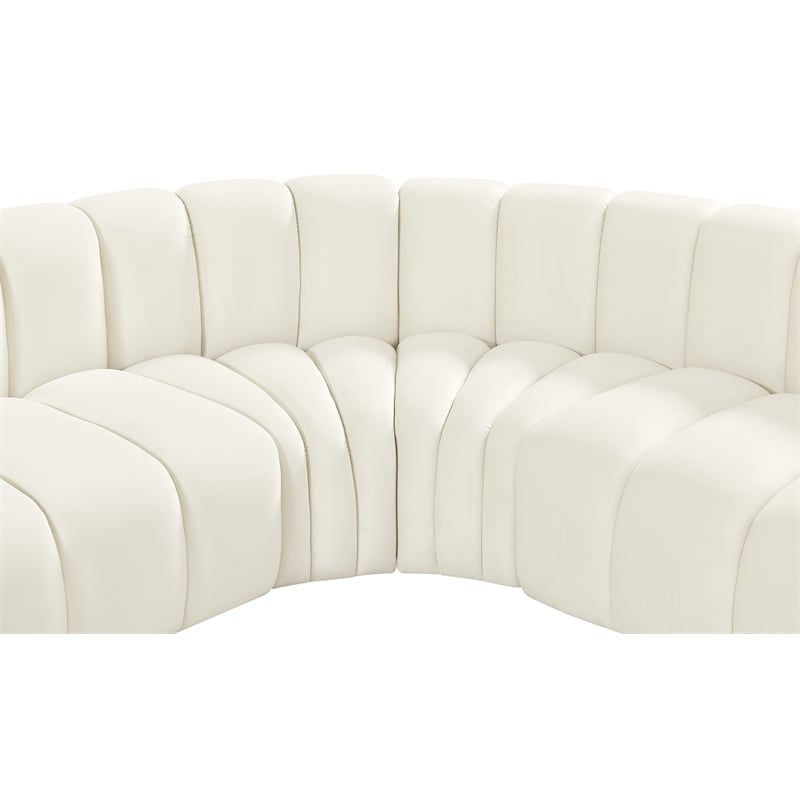 Meridian Furniture Arc Cream Velvet Modular Sectional