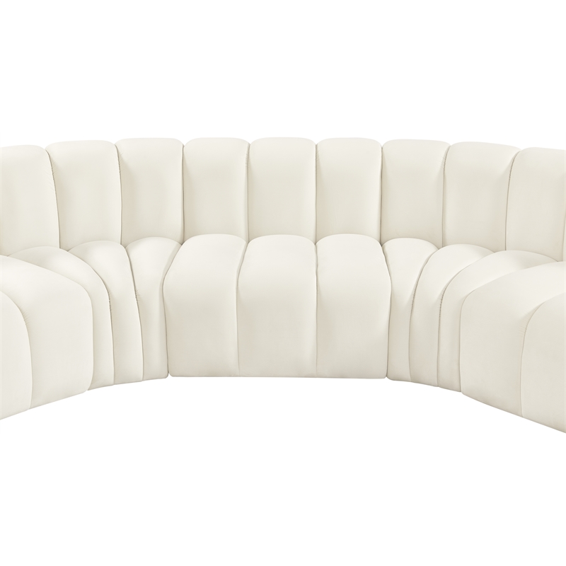 Meridian Furniture Arc Cream Velvet Modular Sectional