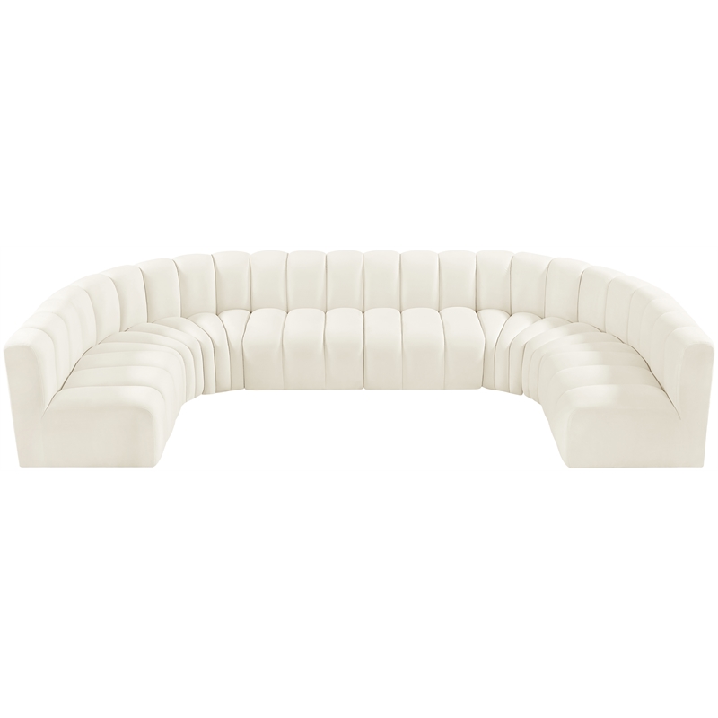 Meridian Furniture Arc Cream Velvet Modular Sectional