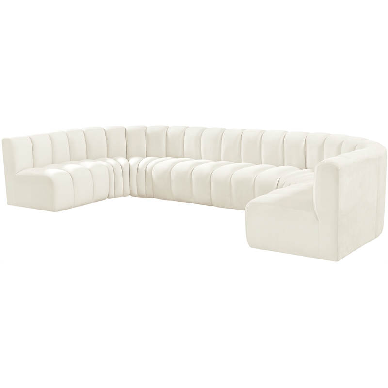 Meridian Furniture Arc Cream Velvet Modular Sectional