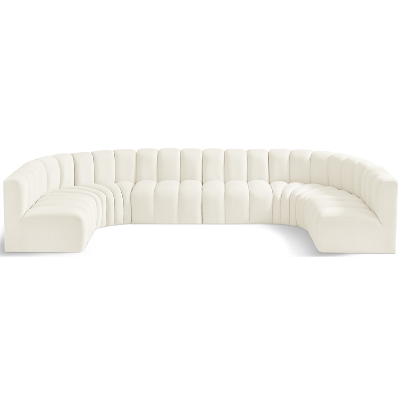 Meridian Furniture Arc Cream Velvet Modular Sectional
