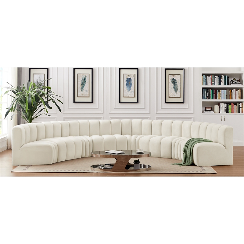 Meridian Furniture Arc Cream Velvet Modular Sectional
