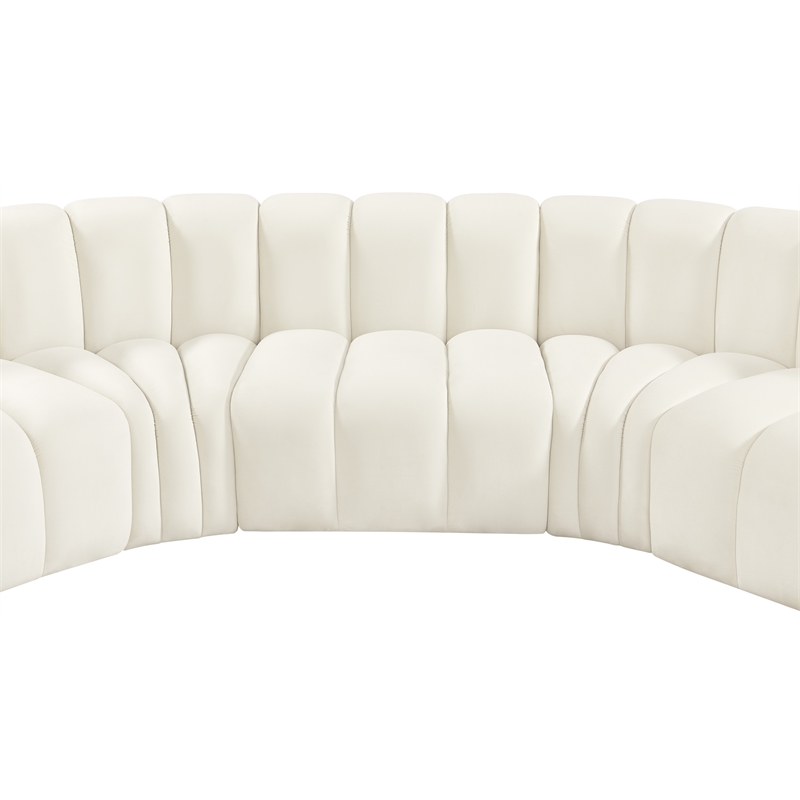 Meridian Furniture Arc Cream Velvet Modular Sectional