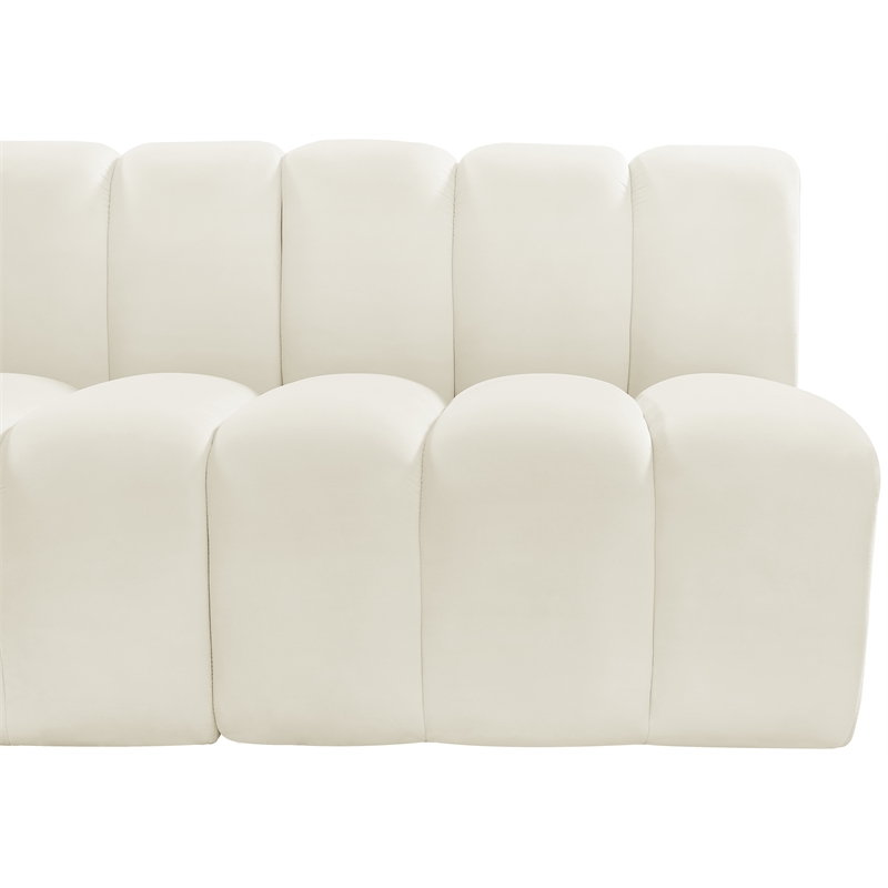 Meridian Furniture Arc Cream Velvet Modular Sectional