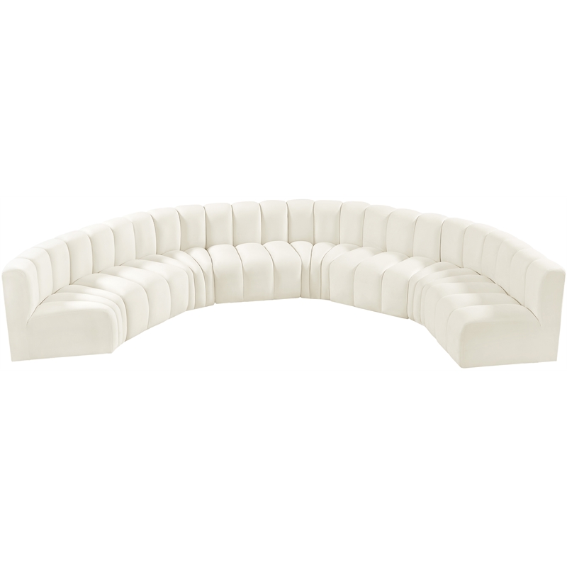 Meridian Furniture Arc Cream Velvet Modular Sectional