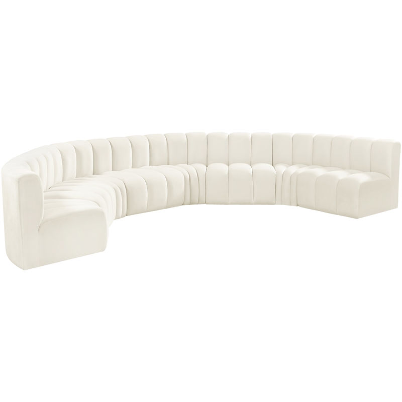 Meridian Furniture Arc Cream Velvet Modular Sectional