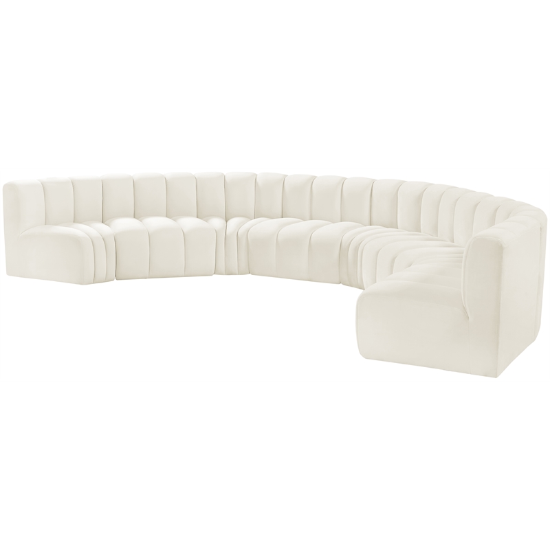 Meridian Furniture Arc Cream Velvet Modular Sectional