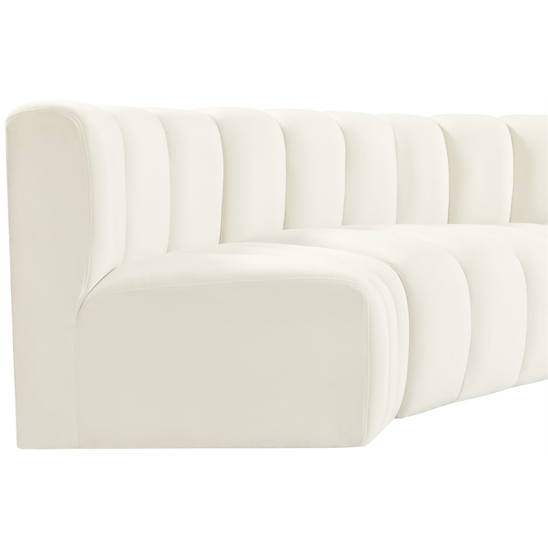 Meridian Furniture Arc Cream Velvet Modular Sectional