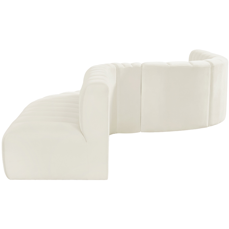 Meridian Furniture Arc Cream Velvet Modular Sectional