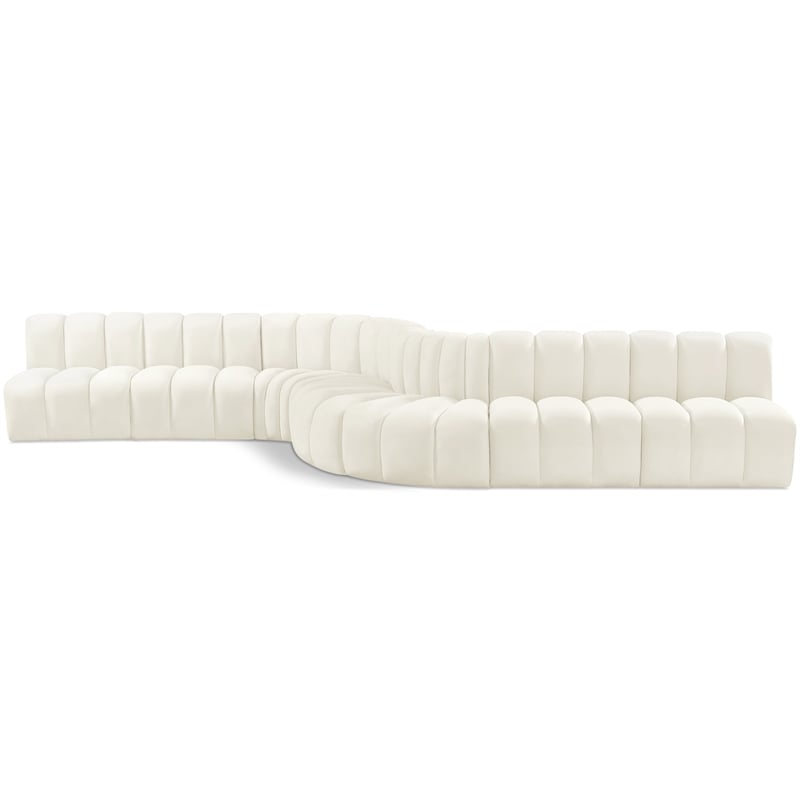 Meridian Furniture Arc Cream Velvet Modular Sectional