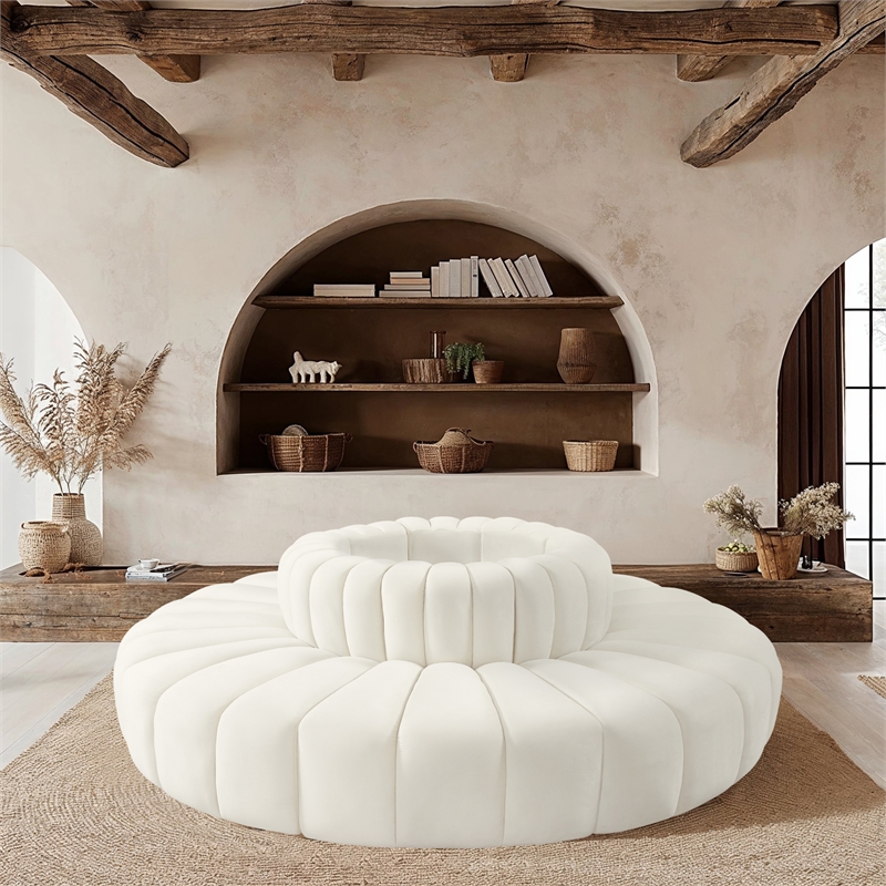 Meridian Furniture Arc Cream Velvet Modular Sectional